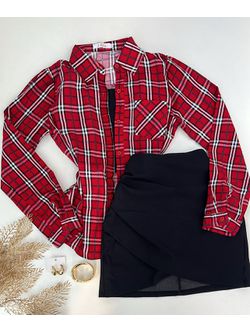 Camisa xadrez fundo vermelho - LOJA ANDRESSA FREITAS