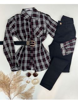 Camisa xadrez fundo preto - LOJA ANDRESSA FREITAS