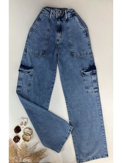 Calça Wide Cargo Jeans