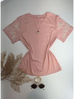 Blusa Manga Bordada Rosa