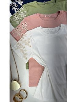 Blusa Manga Bordada Branca