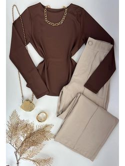 Calça Wide Leg Alfaiataria Creme