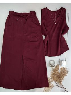 Conjunto Saia Midi Marsala