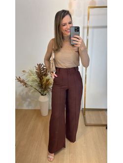 Calça Wide Leg Marrante Marrom - LOJA ANDRESSA FREITAS