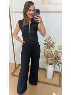 Conjunto Calça e Colete Alfaiataria Preto - LOJA ANDRESSA FREITAS