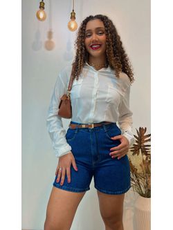 Camisa Viscolinho com Elastano Branca - LOJA ANDRESSA FREITAS