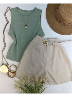 Blusa Regata Canelada Verde Menta - LOJA ANDRESSA FREITAS