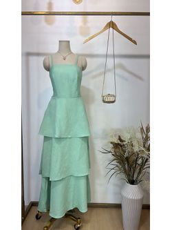 Vestido Midi Camadas Verde Menta 