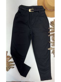 Calça Cenoura com Cinto Dourado Preta - LOJA ANDRESSA FREITAS