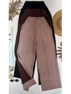 Calça Wide Leg Marrante Bege Claro - LOJA ANDRESSA FREITAS