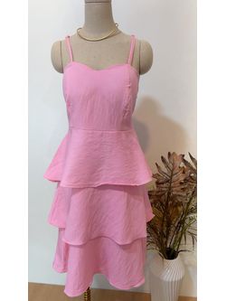 Vestido Curto Camadinhas Rosa Bebê 
