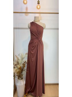 Vestido Drapeado Festa Marrom Nula Manga