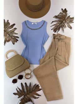 Regata Canelada Gola Pedraria Branca