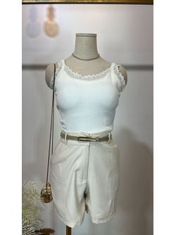 Blusa Canelada Regata Rendinha Branca 