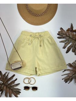 Short Boxer Linho Amarelo - LOJA ANDRESSA FREITAS