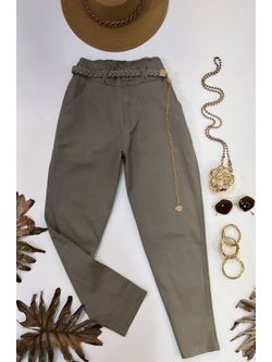 Calça Cenoura Corrente Coração Cinza