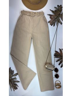Calça Sarja Reta Bege Claro