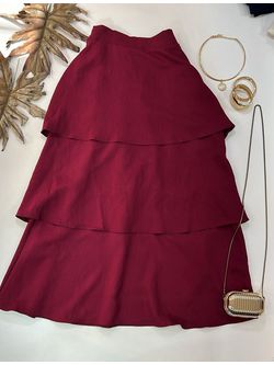 Saia Midi Camadas Vinho 