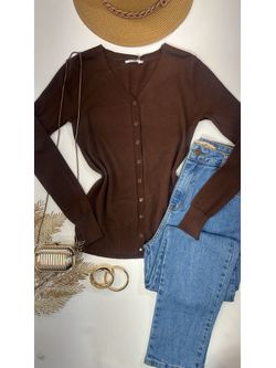 Cardigan Tricot Marrom - LOJA ANDRESSA FREITAS