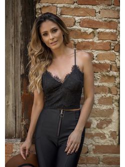 Top Renda Croped Preto - Patricia Rios