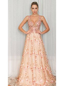 Vestido Longo bordado 3D Rose - Patricia Rios