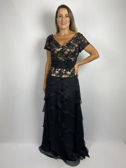 Vestido Crepe Camadas Preto Com Bege - Patricia Rios