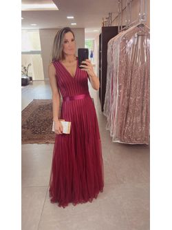 Vestido Longo Fitas Marsala - Patricia Rios