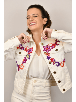 Jaqueta Jeans Off White Modelo Havana - BIAAGUILA