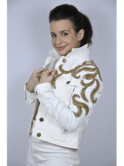 Jaqueta Jeans Off White Modelo Ravello - BIAAGUILA