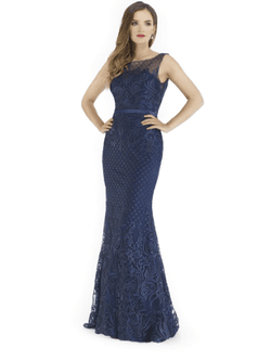 Vestido Longo Guipir Azul Marinho - Patricia Rios