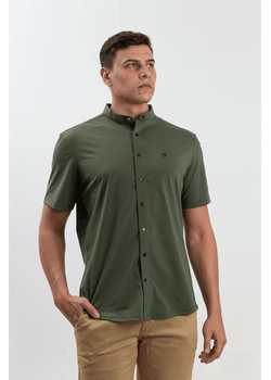 Camisa Martinica manga curta gola padre - Verde-cr... - CINTAS GLAMOUR