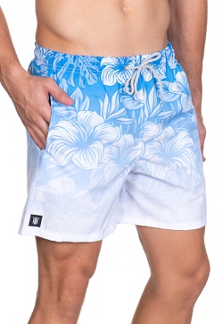 Short Praia Masculino Floral Hawai Azul Degrade Us... - Use Thuco
