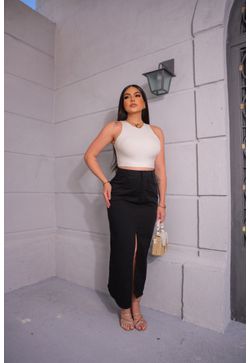 Saia MIDI Black Fenda Frontal - Vintage Style