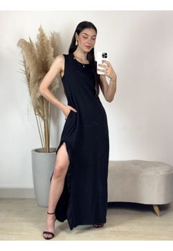 VESTIDO REGATA FENDA BABADO - Vintage Style