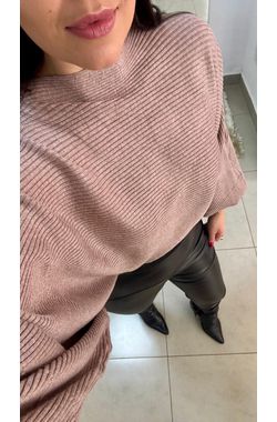 Blusa Tricot Manga Ampla - NUDE - 70782 - Madame Chérie