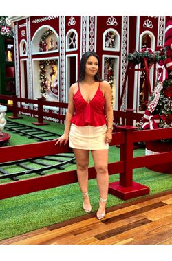 Blusa Alfaiataria Babado - VERMELHA - 66693 - Madame Chérie