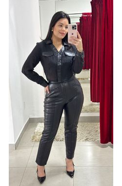 Calça Courino - PRETA - 70041 - Madame Chérie