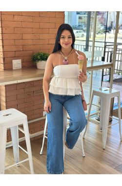 Cropped Peplum - BRANCO - 71345 - Madame Chérie