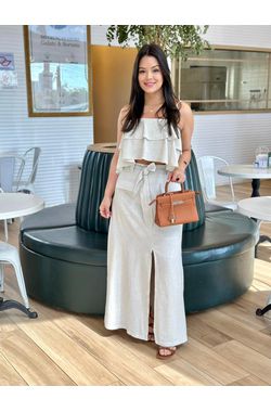Conjunto Linho (Saia+Cropped) - CRU - 71161 - Madame Chérie