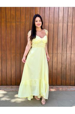 Vestido Midi Alça Amarração - AMARELO - 71352 - Madame Chérie