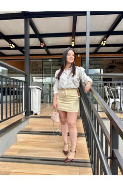 Saia Alfaiataria Laço - AMARELA - 66334 - Madame Chérie
