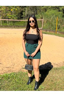 Saia Alfaiataria com Cinto - VERDE - 64255 - Madame Chérie