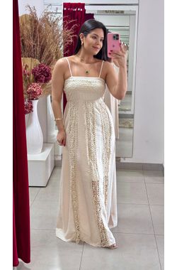 Vestido Longo Color - NUDE - 71154 - Madame Chérie