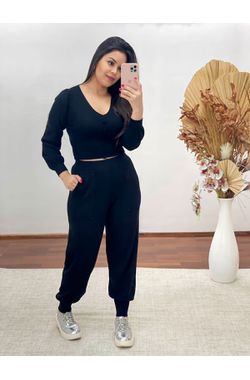 Calça Jogger Tricot - PRETA - 55819 - Madame Chérie