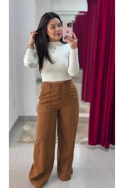 Pantalona Sarja- MARROM - 68772 - Madame Chérie