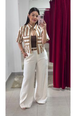 Pantalona Alfaiataria Viscolinho - OFF WHITE - 684... - Madame Chérie