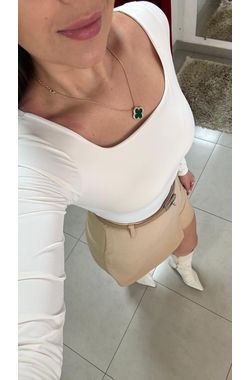 Body Poliamida Manga Longa - OFF WHITE - 63777 - Madame Chérie