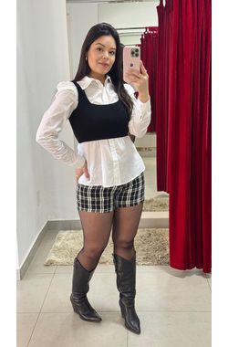 Short Tweed - PRETO/BRANCO - 68918 - Madame Chérie