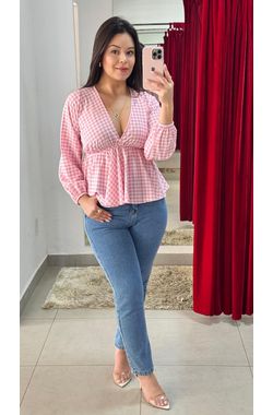 Calça Mom Jeans - AZUL - 67324 - Madame Chérie