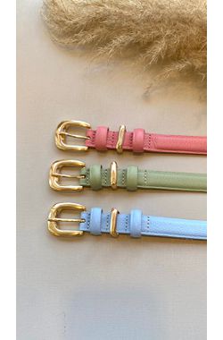 Cinto Couro Fivela Dourada - ROSA - 60615 - Madame Chérie